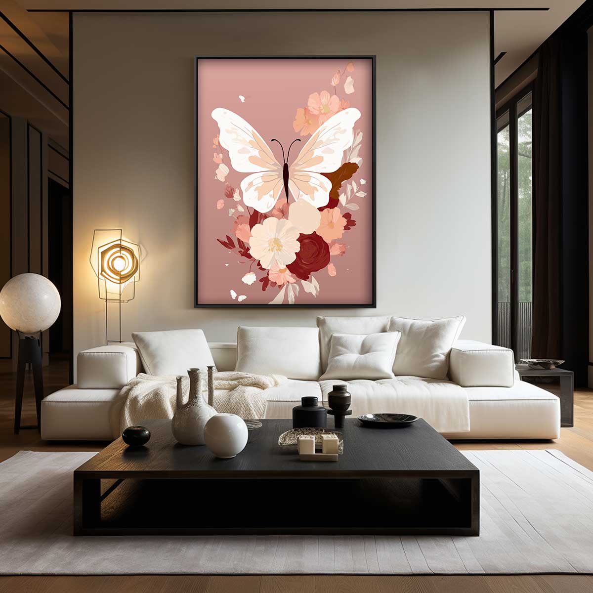 Vlinderbloemen Pracht – staand kunstwerk voor modern interieur