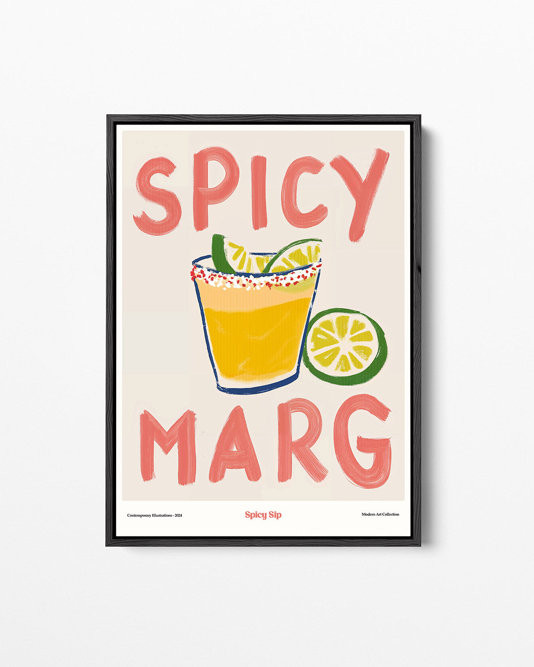 Vrolijke cocktail illustratie – staand wanddecoratie kunstwerk