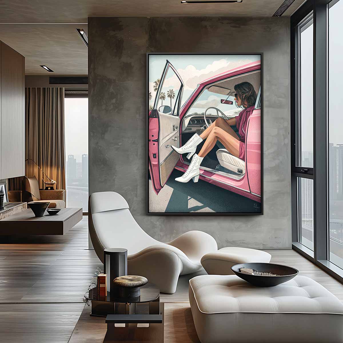 Retro Zomer Roadtrip – staand kunstwerk voor modern interieur