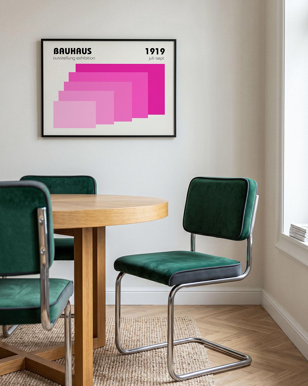Vormritme en kleur – liggende Bauhaus poster voor aan de muur