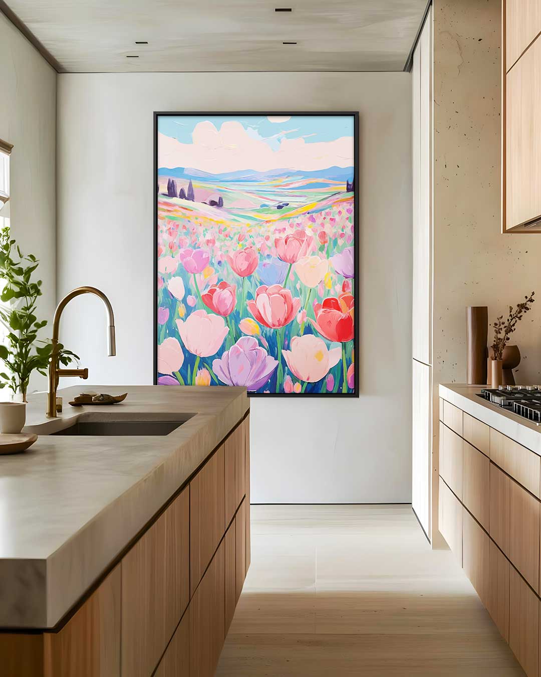 Tulpendroomlandschap – plexiglas wanddecoratie in portret formaat