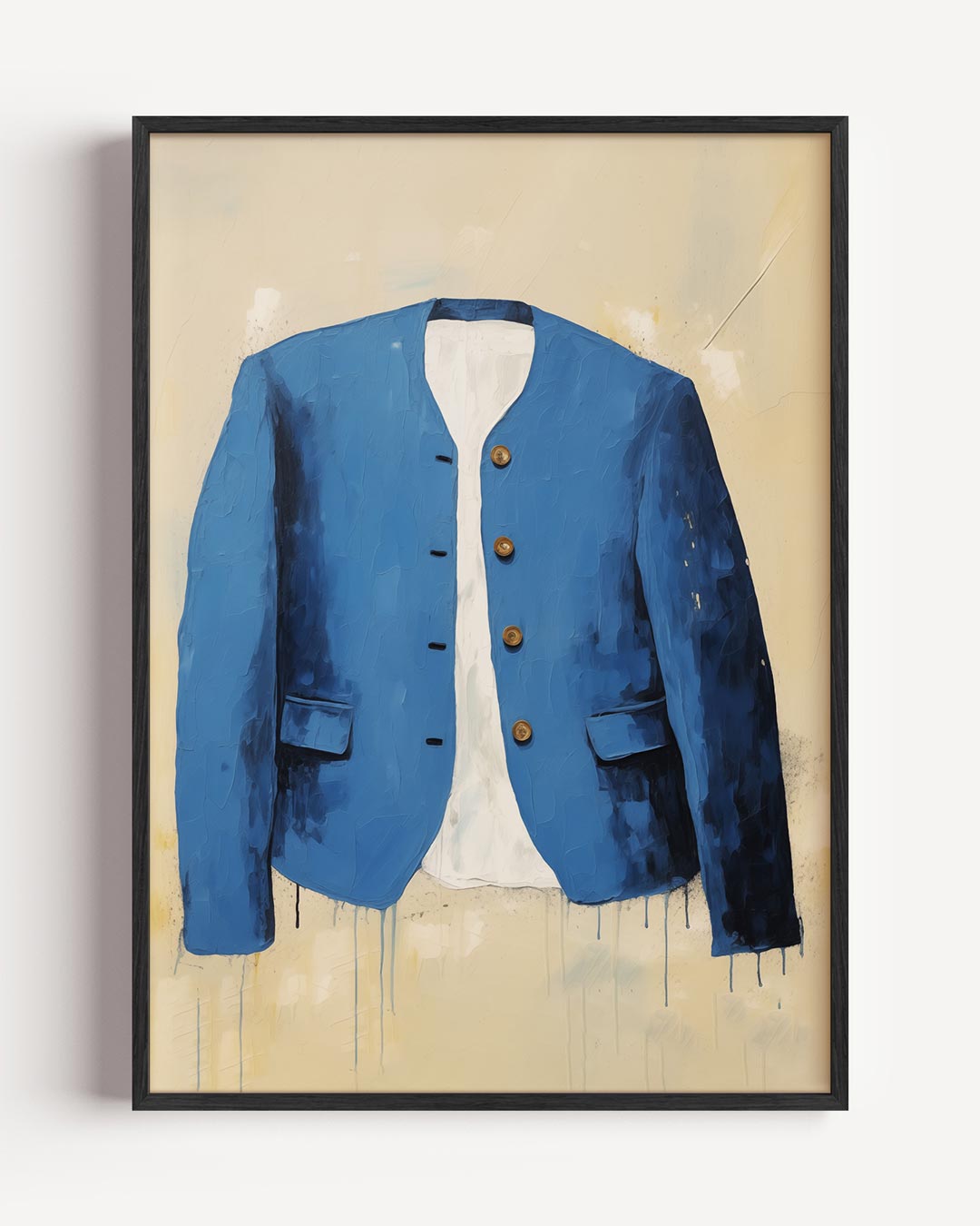 Blauwe Blazer Kunstposter – abstracte portret poster als wanddecoratie