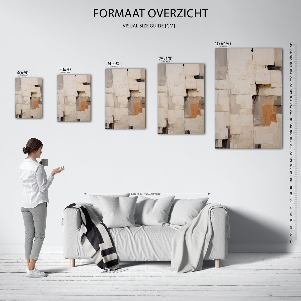 Gelaagde structuren – staand wanddecoratie kunstwerk