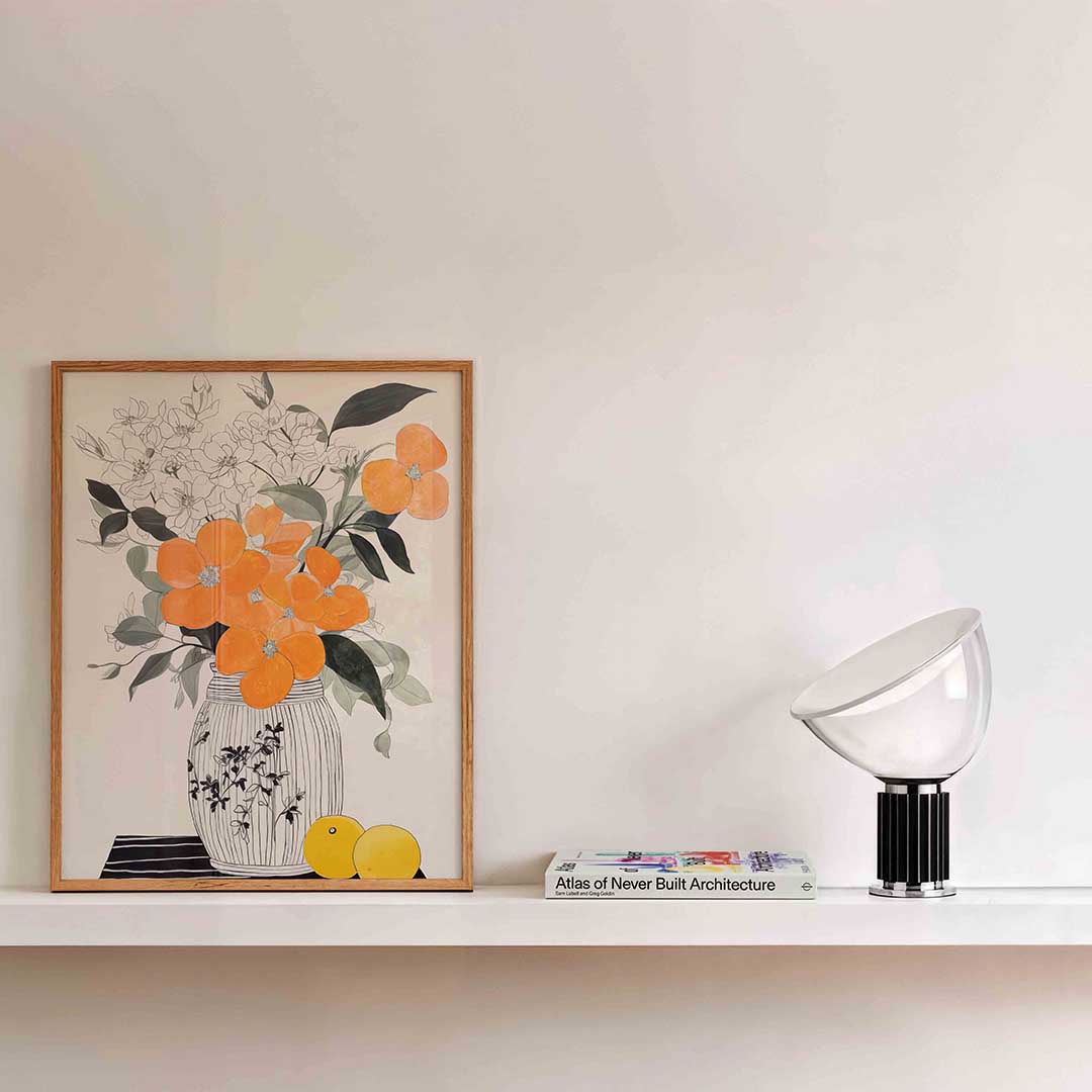 Bloemen in vaas – bloemen wandkunst als portret poster
