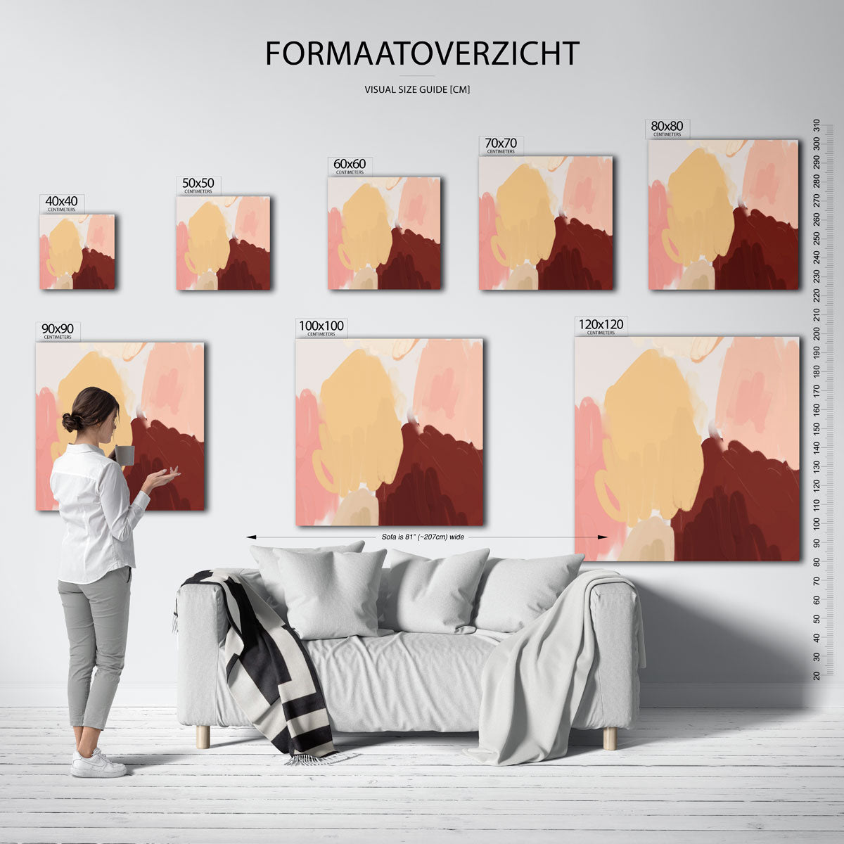 Abstracte vormen – vierkante muurposter met kleurrijke illustratie