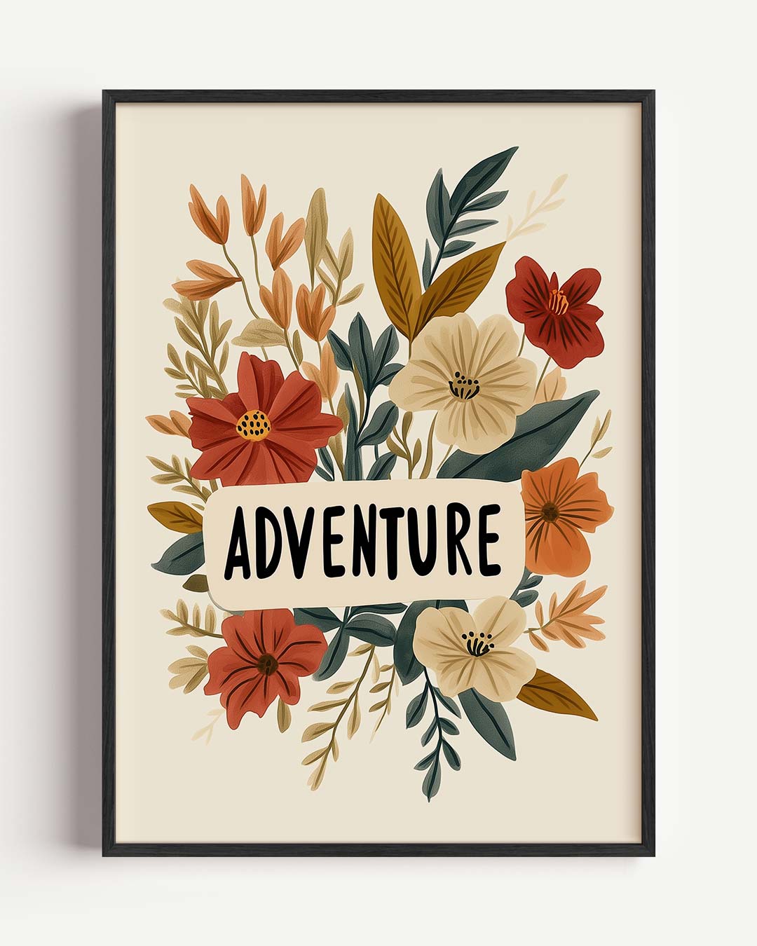 Bloemen en Avontuur – kids portret poster als wanddecoratie