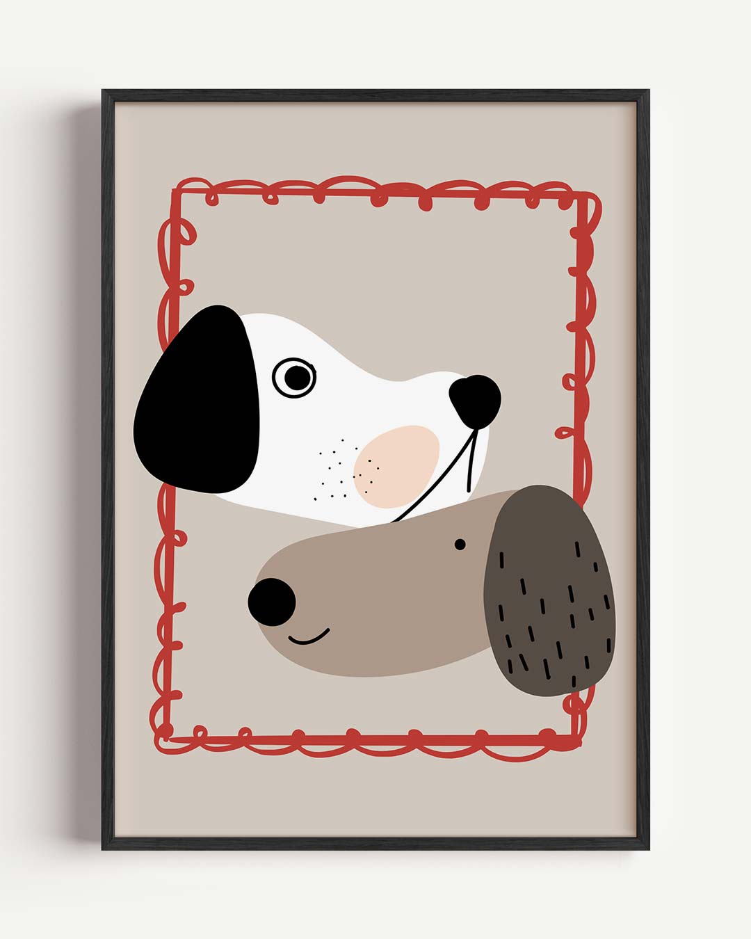 Vrolijke Vriendjes Hondenposter – kids portret poster als wanddecoratie