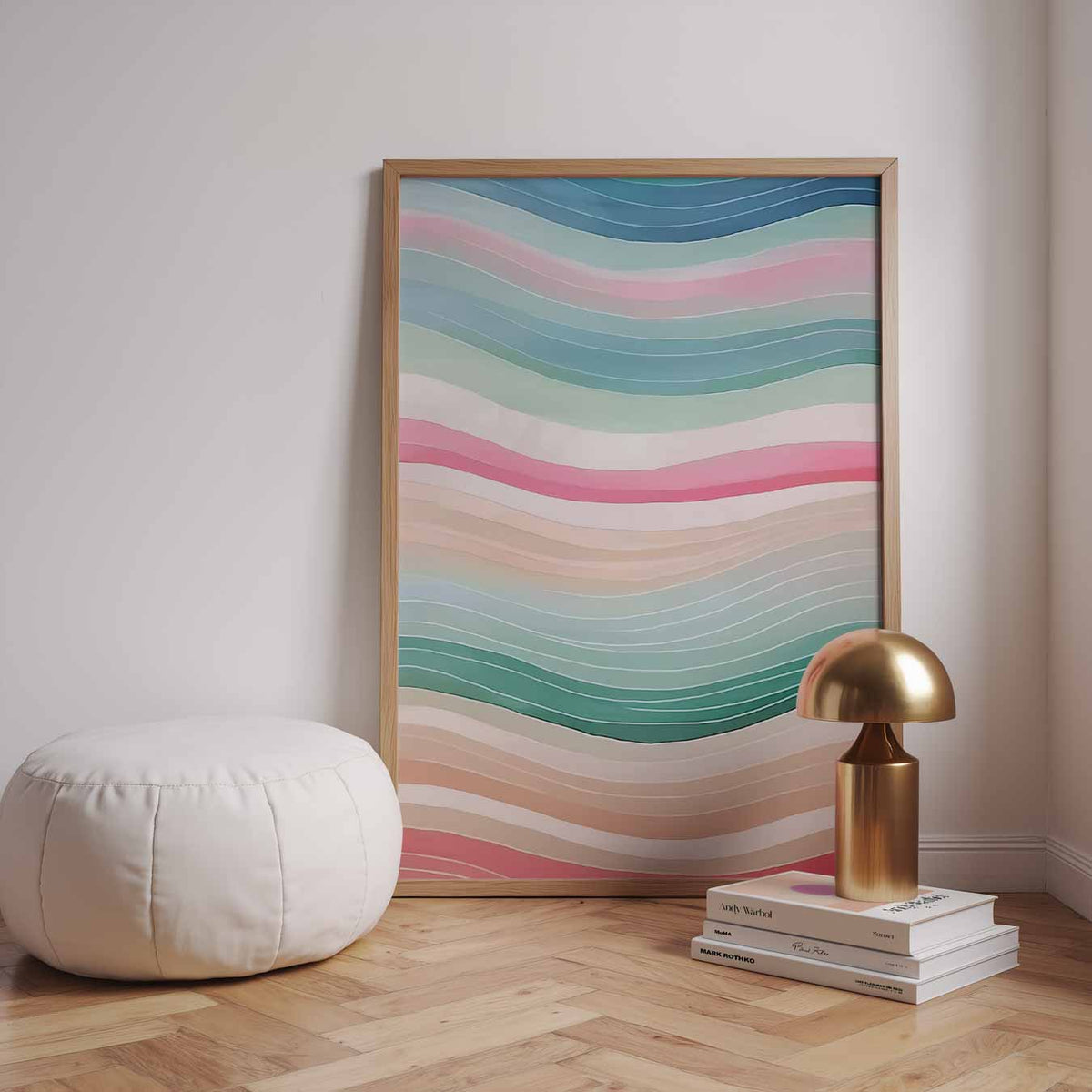 Kleurige Golven Kunstposter – staande kleurrijke abstracte wanddecoratie van WallArtistic