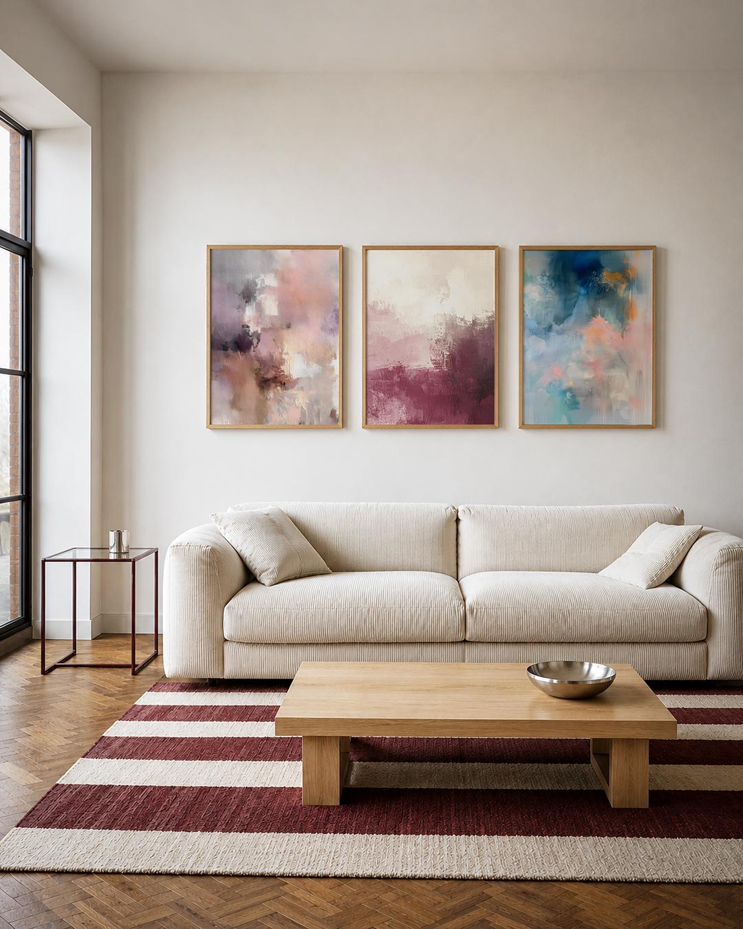 Zachte kleurvlakken driedelige posterset – deze posterset in drie delen toont een subtiele mengeling