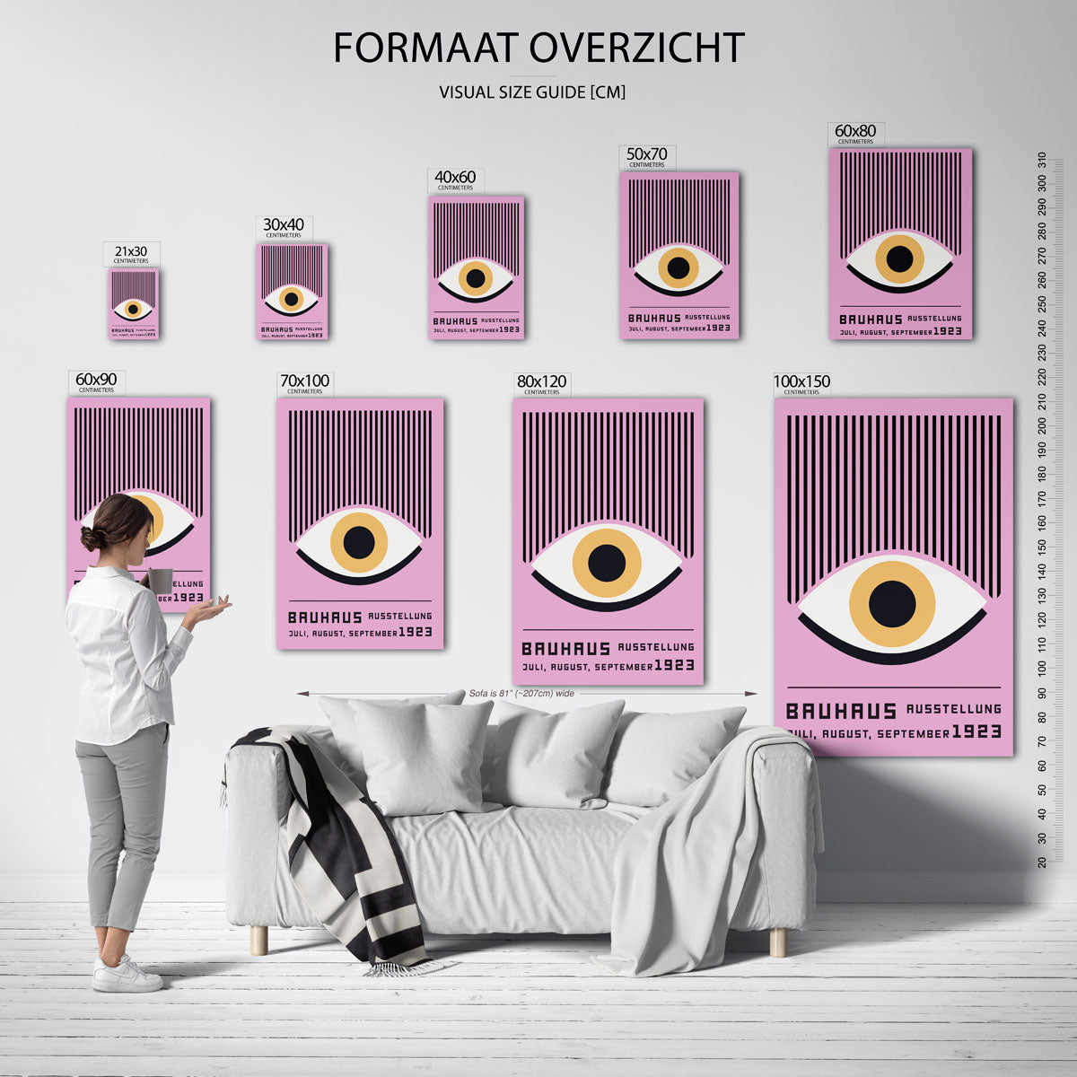 Lijnen en oog – geometrische poster in Bauhaus-stijl van WallArtistic