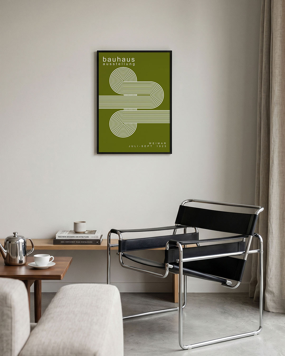 Lijnen en cirkelpatronen – geometrische Bauhaus poster in staand formaat