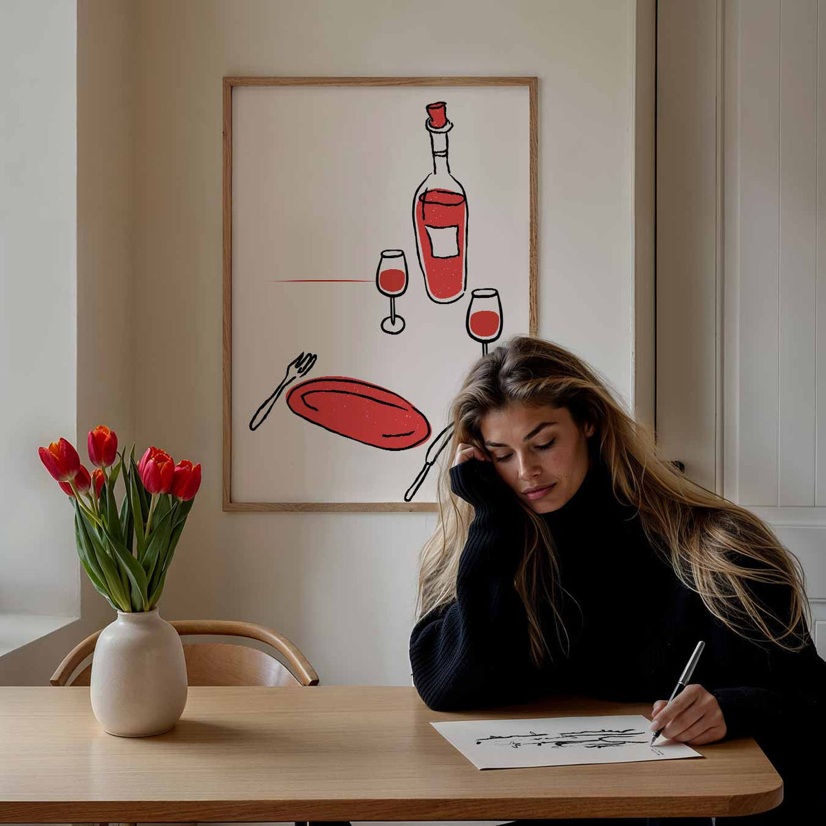 Stijlvolle Wijnavond – keuken poster als sfeervolle staande wanddecoratie