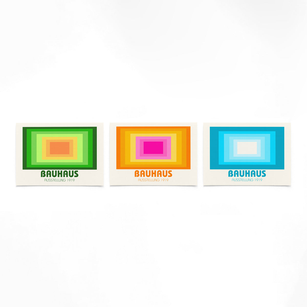 Drie landscape posters met gelaagde kleurkaders als vrijstaande productfoto