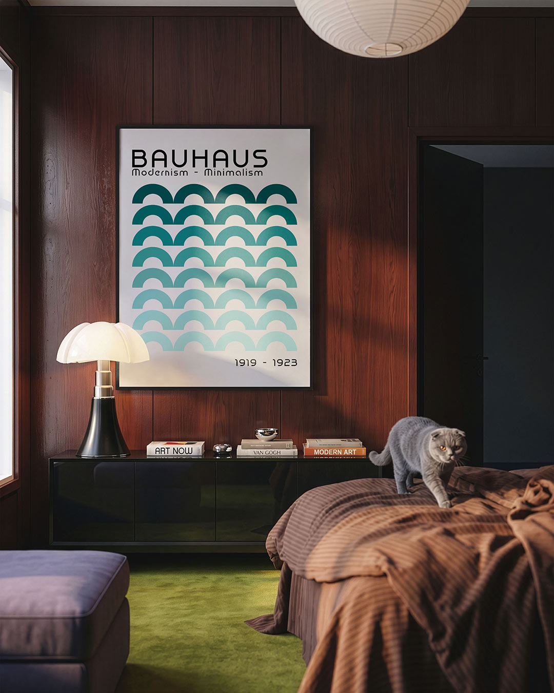 Halfronde ritmes – geometrische Bauhaus poster in staand formaat