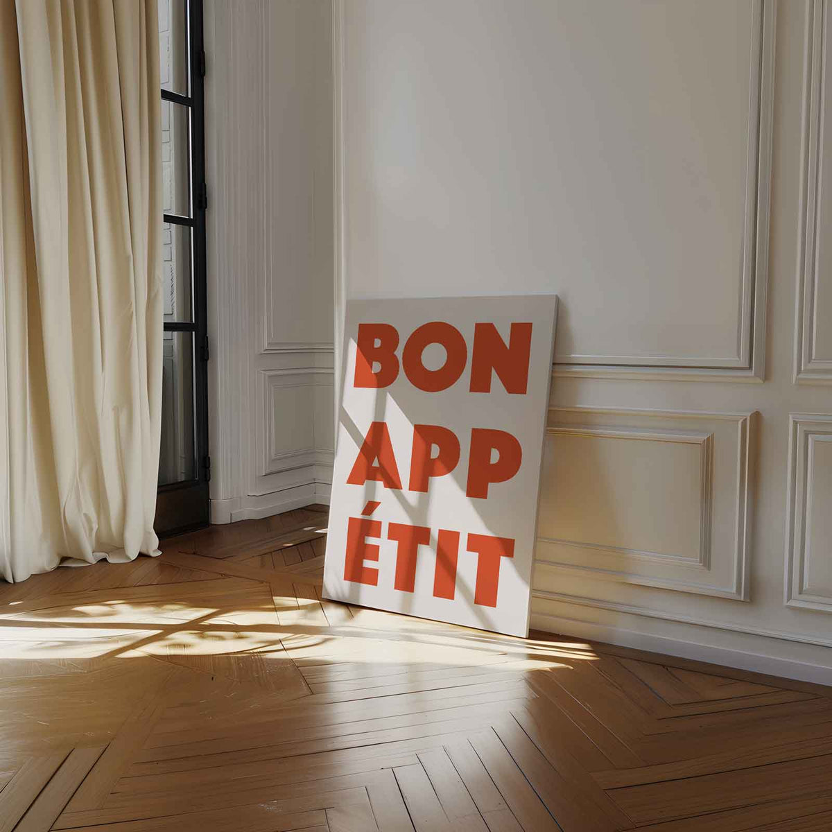 Bon Appétit Typografie Poster – staand kunstwerk voor modern interieur
