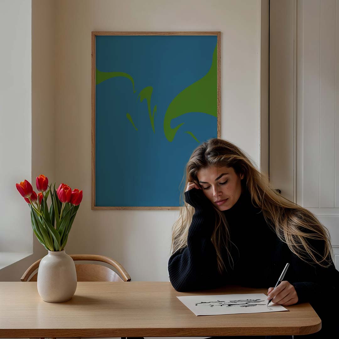 Natuurlijke Flow – staande muurposter met kleurrijke abstracte vormen
