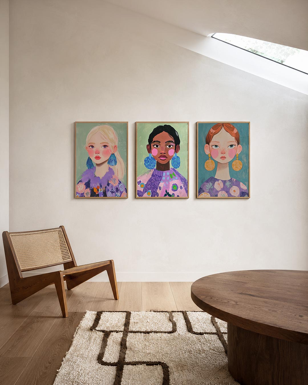 Portret met kleurvlakken posterset – derde productweergave – een levendig portret met zachte pasteltinten