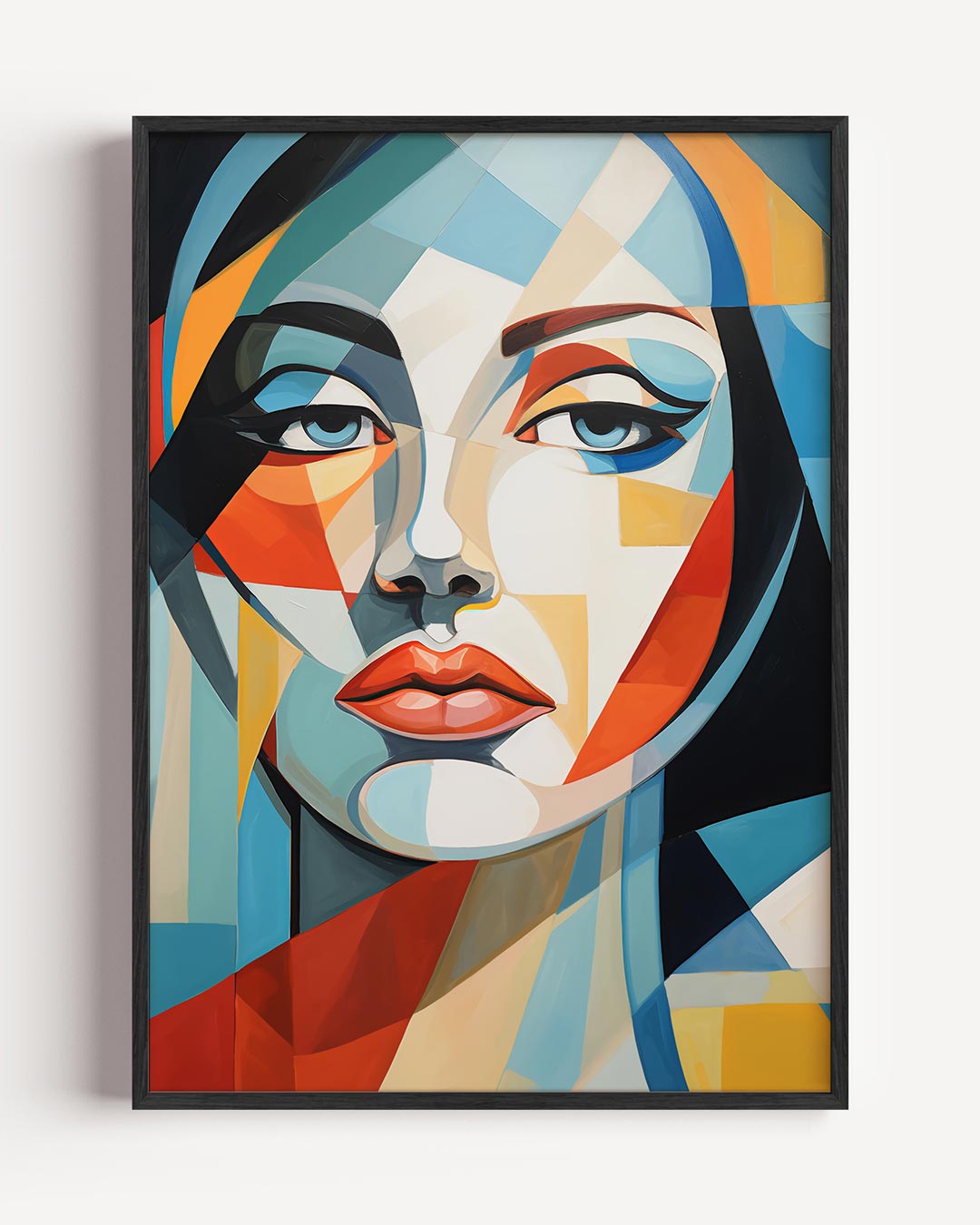 Moderne Geometrische Portretposter – vrouwelijk portret poster als wanddecoratie