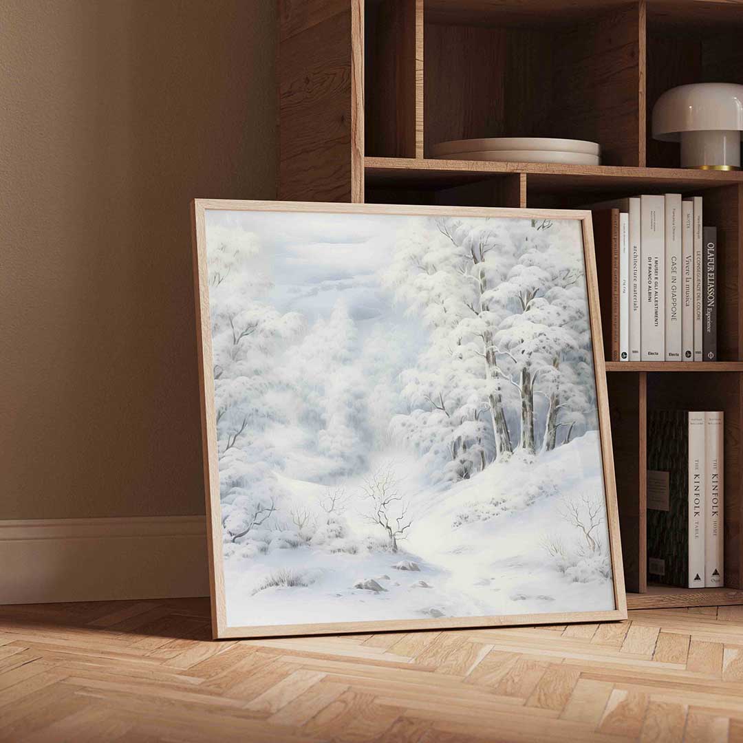 Winterlandschap – vierkante kerst wanddecoratie van WallArtistic