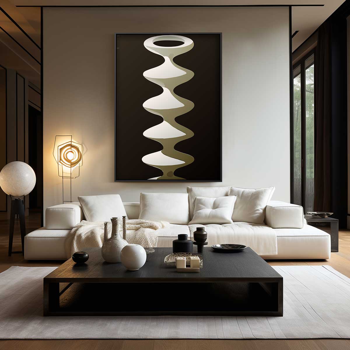 Abstracte Golfvaas – modern portret kunstwerk van WallArtistic