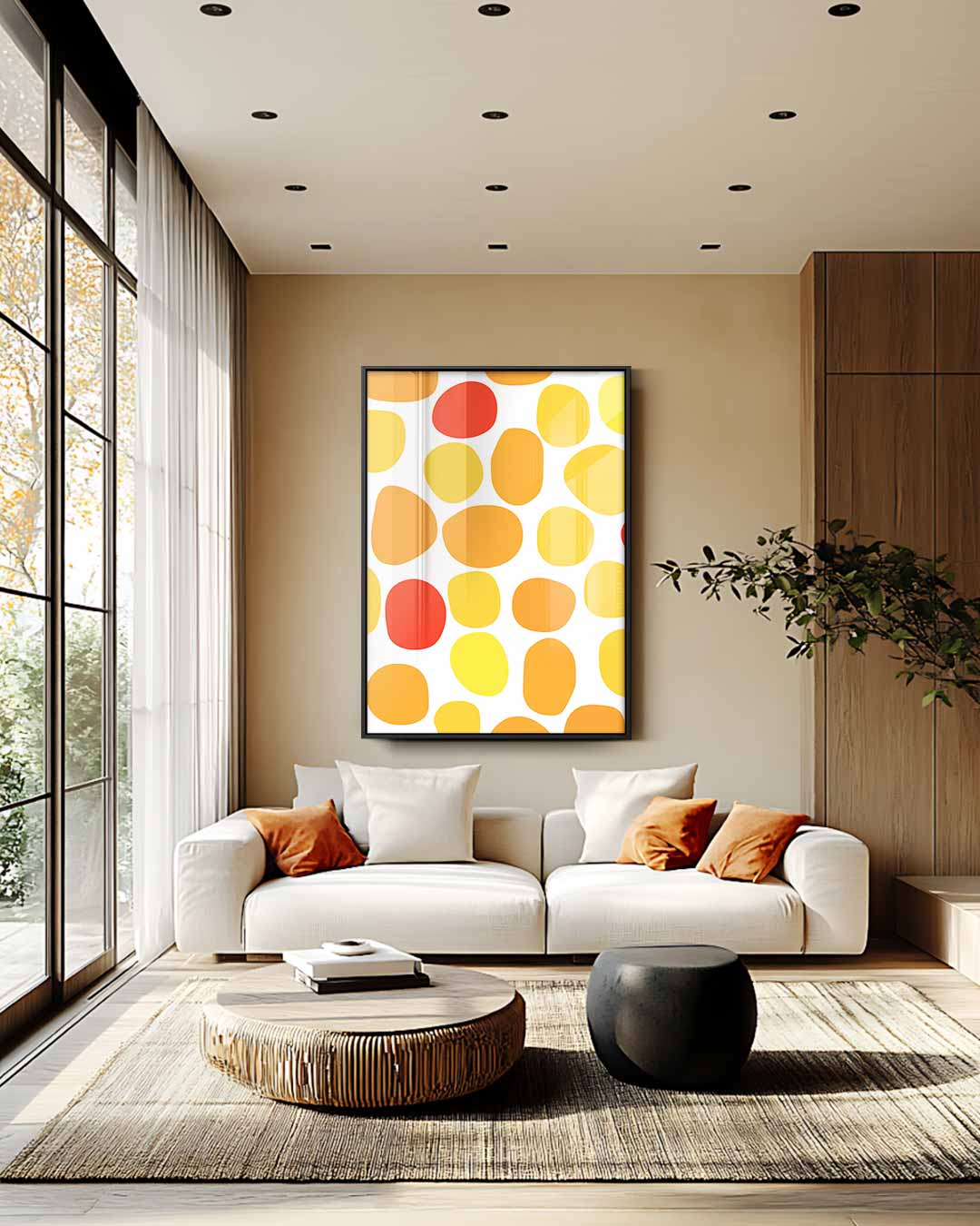 Vrolijke Kleurenmix Wanddecoratie – staande wandkunst voor woonkamer of interieur