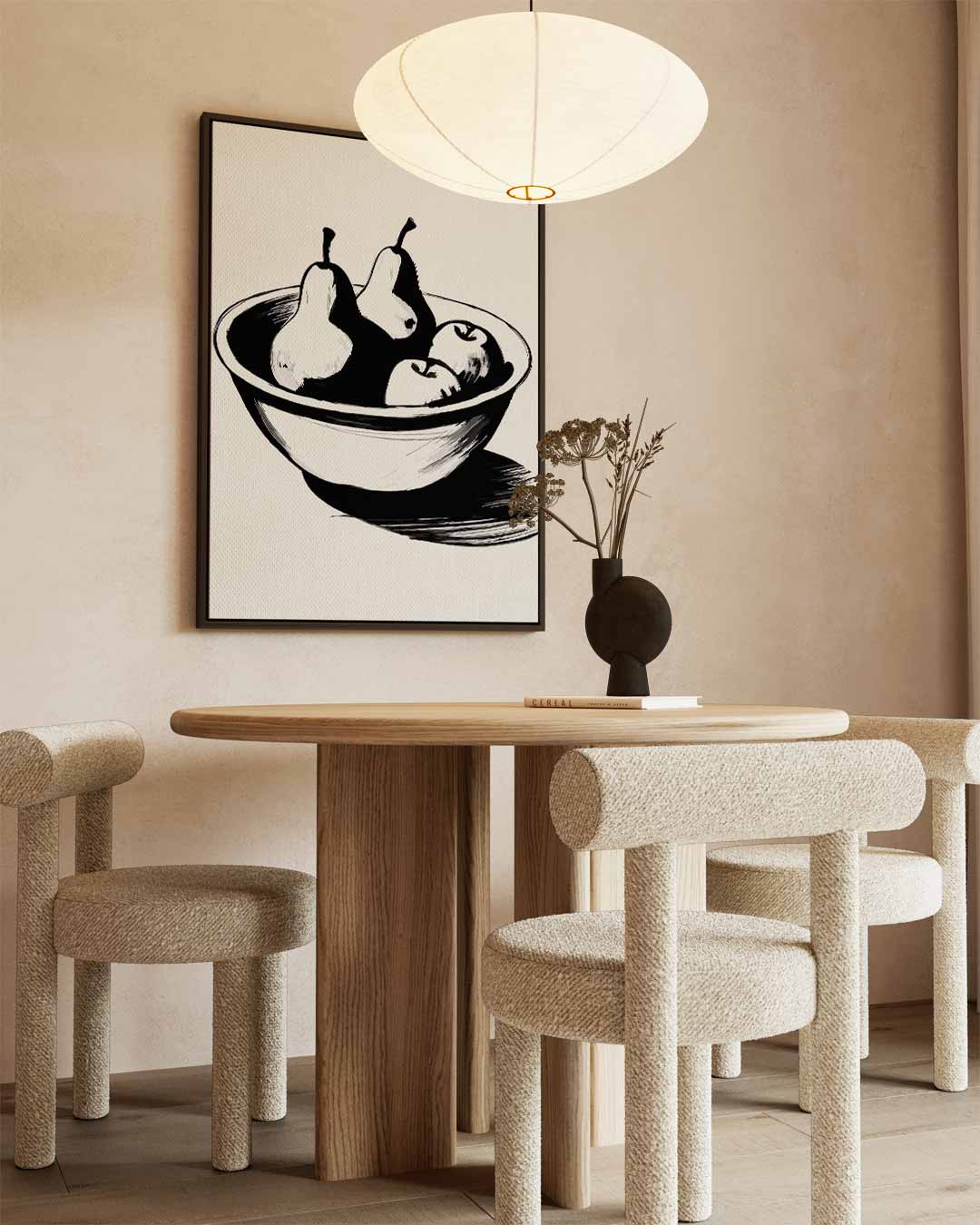 Tijdloze Fruitschaal – canvas wanddecoratie in portret formaat