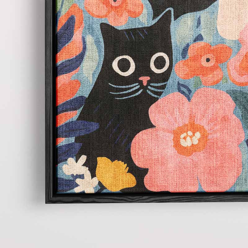 Bloemendroom met Kat – modern portret kunstwerk van WallArtistic