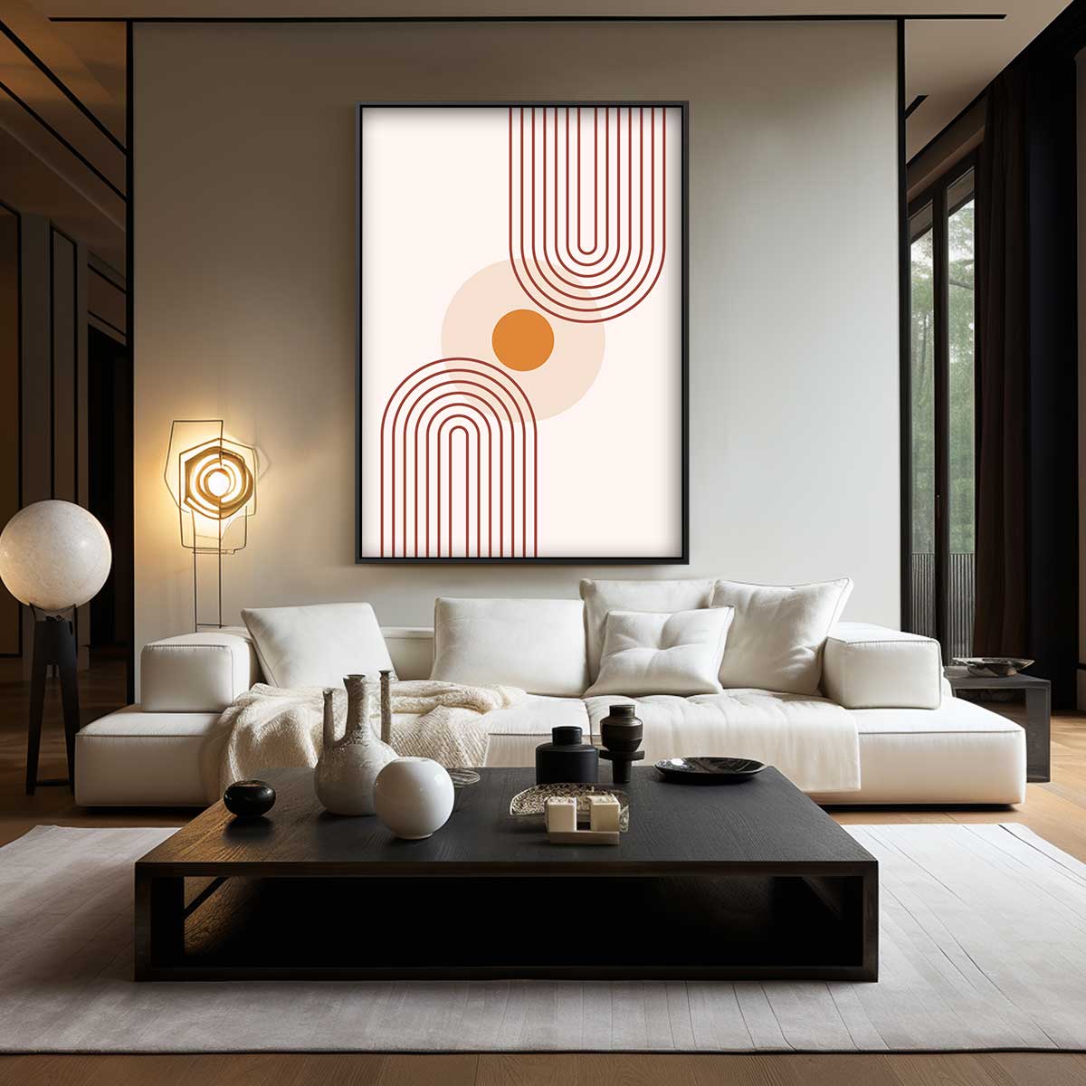 Retro Cirkelpatroon Wanddecoratie – staand kunstwerk voor modern interieur