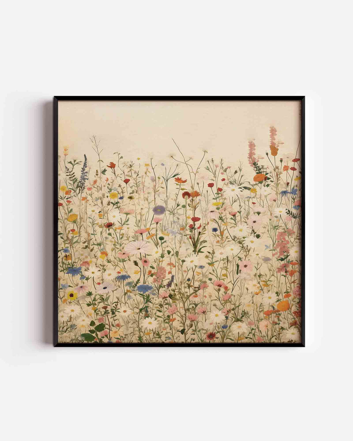 Bloemenveld – vierkante poster met kleur en vormen als wanddecoratie
