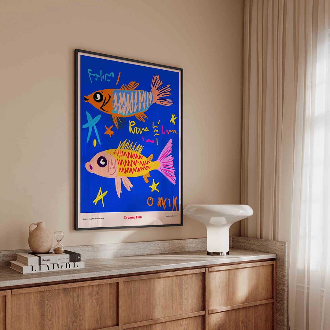 Vissen en sterren – urban poster in staand formaat