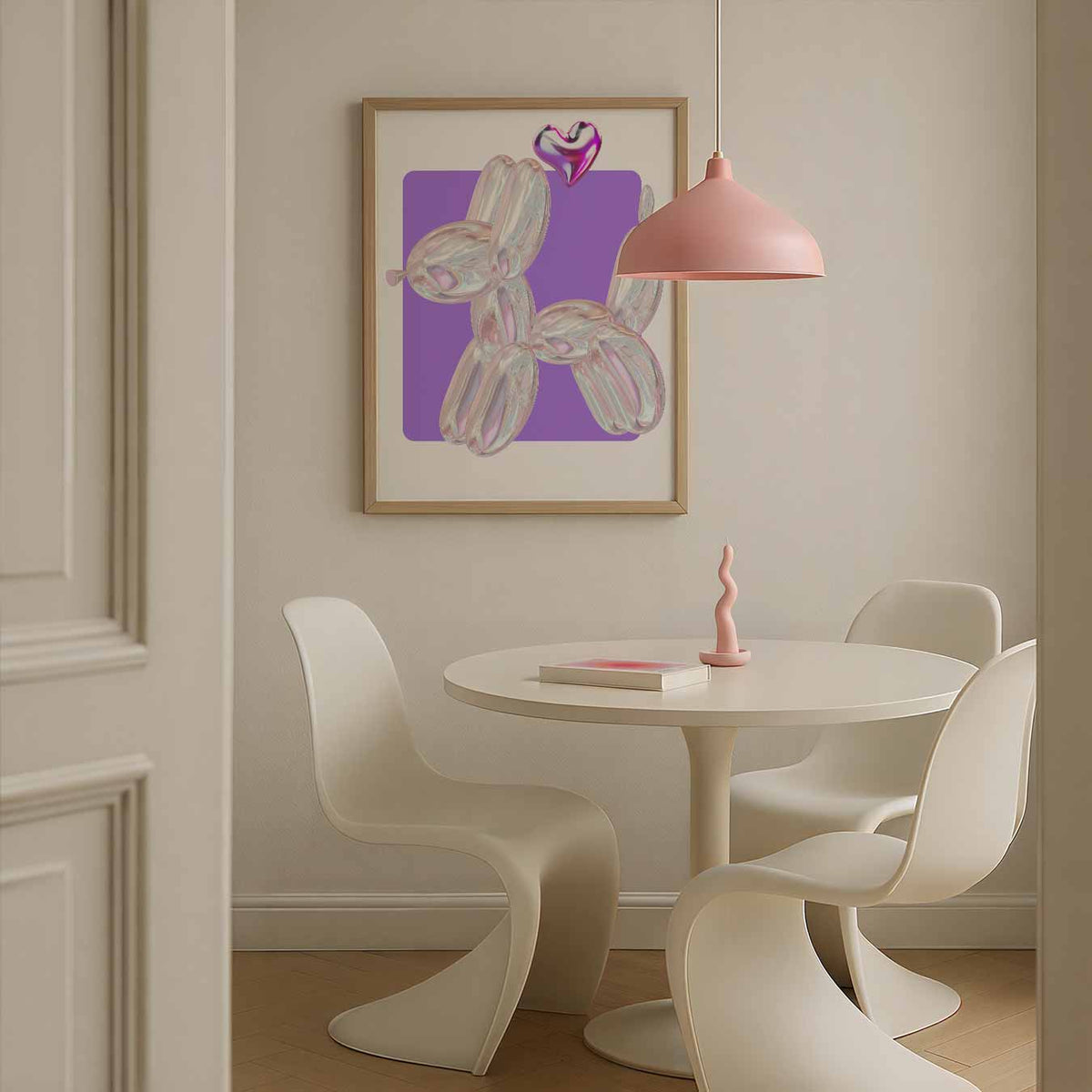 Speelse Ballonhond Poster met Hartje – zomerse poster in staand formaat