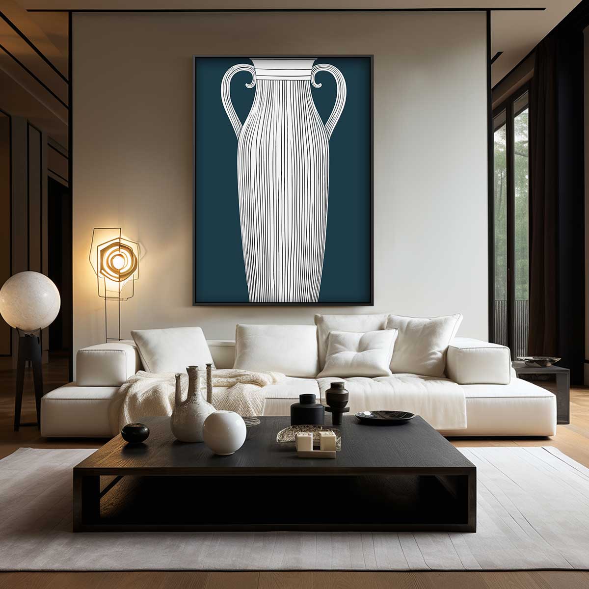 Elegante Gestreepte Vaas – staand kunstwerk voor modern interieur