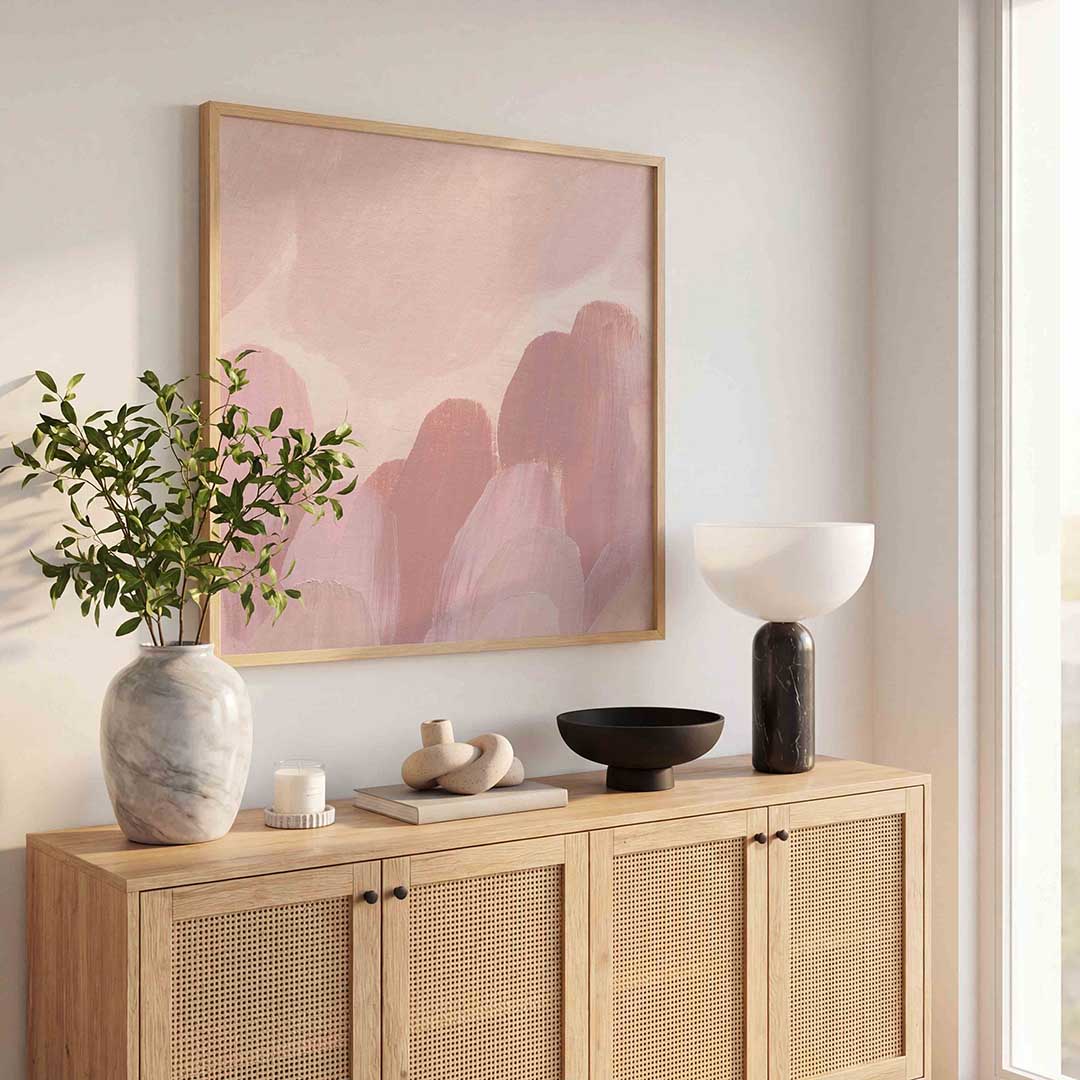 Abstracte roze vormen – schilderkunst als moderne vierkante poster