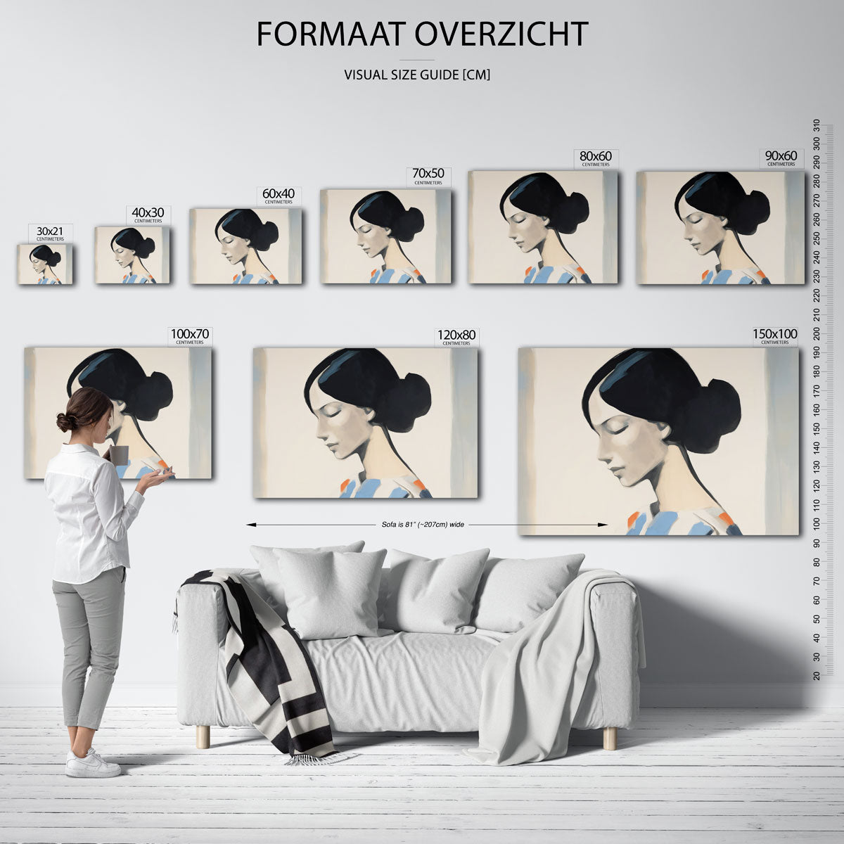Vrouwelijk profiel – liggende muurposter met vrouwelijk portret