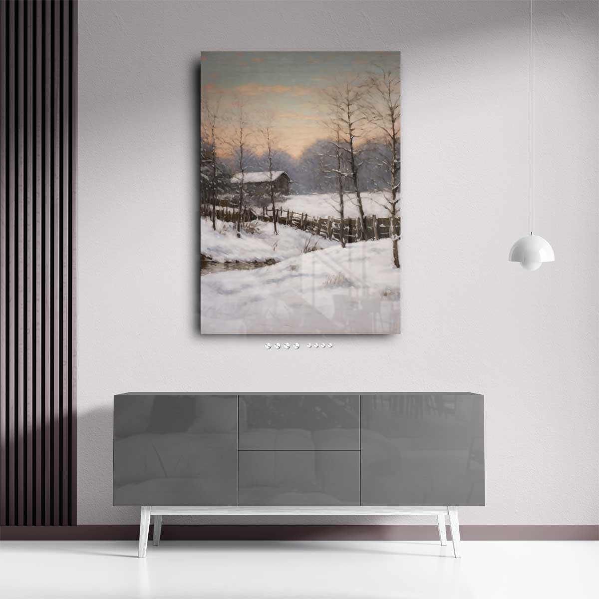 Winterse Rustieke Schoonheid – staand kunstwerk voor modern interieur