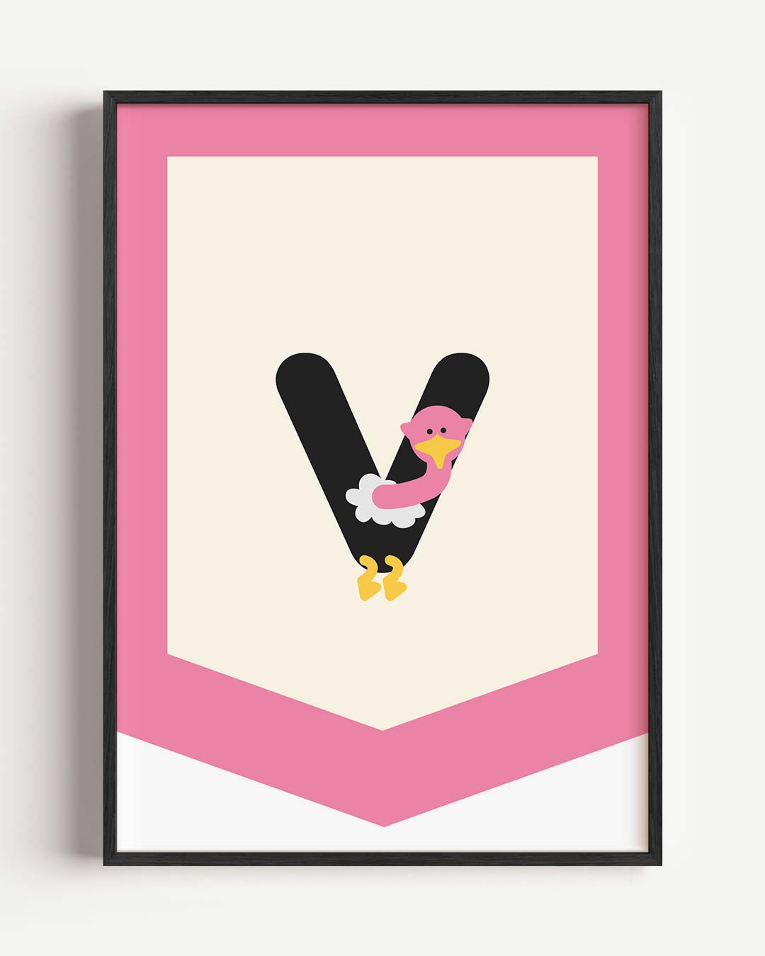 Schattige Struisvogel Alfabet – kids portret poster als wanddecoratie