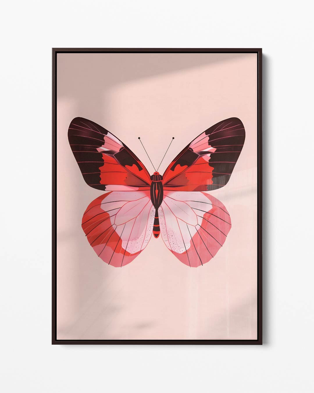 Rood-roze Vlinderpracht – portret kunstwerk als wanddecoratie