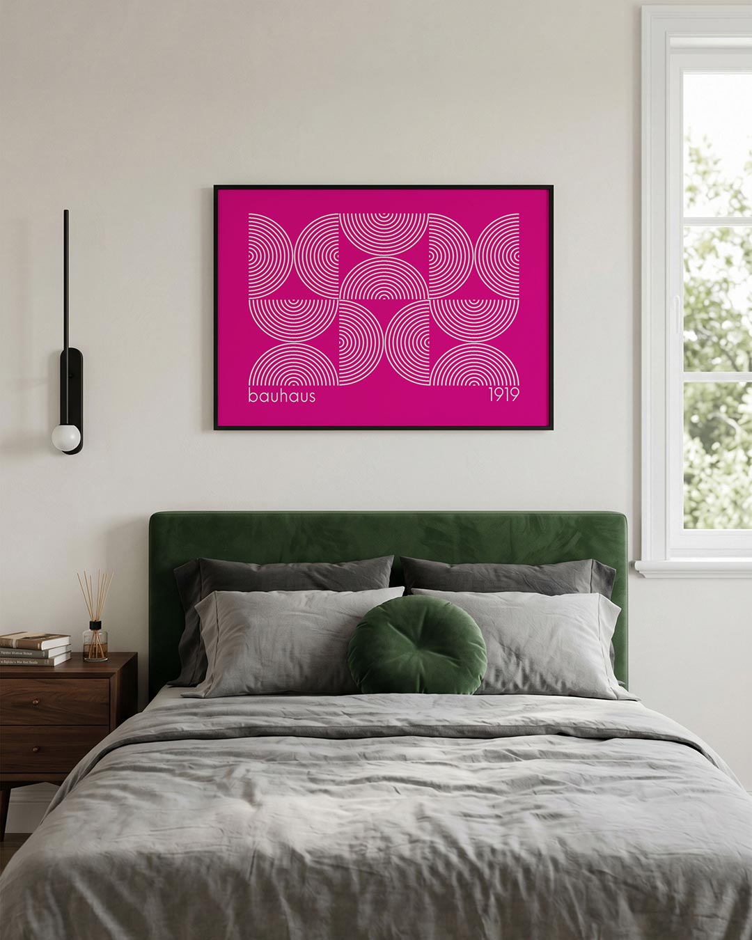 Cirkelritme en lijnen – liggende Bauhaus poster voor aan de muur
