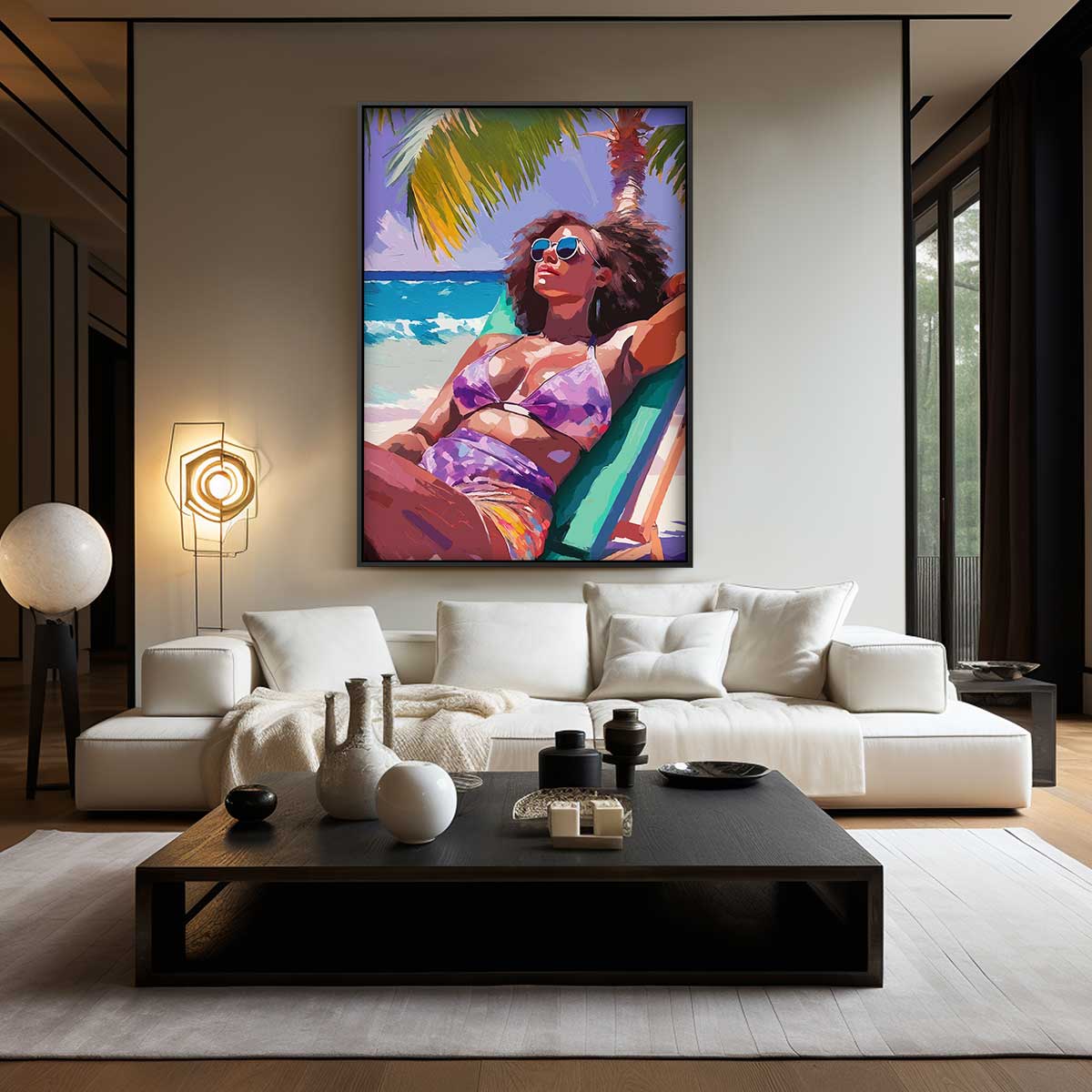 Zomerse Strandvibes – kunstwerk met zwarte baklijst