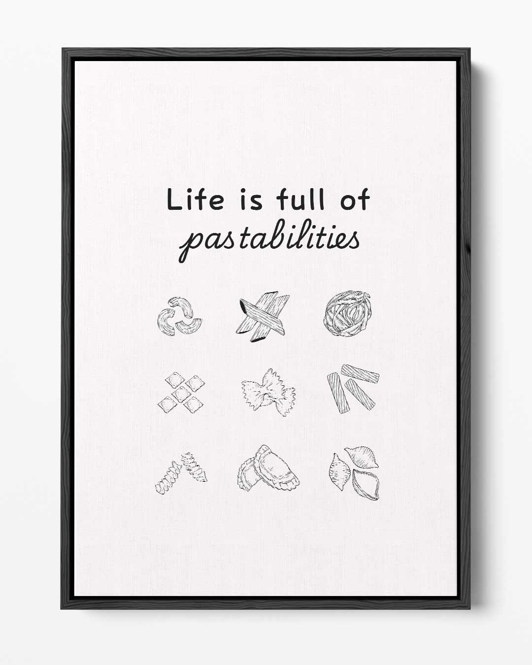 Pasta Mogelijkheden Poster – portret kunstwerk als wanddecoratie