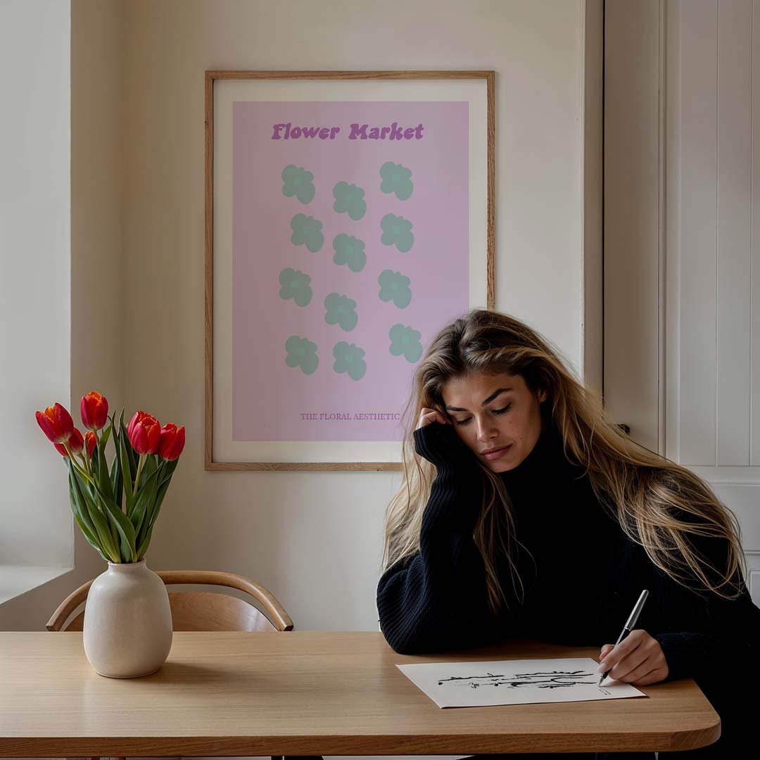 Bloemenmarkt – staande muurposter voor een modern interieur