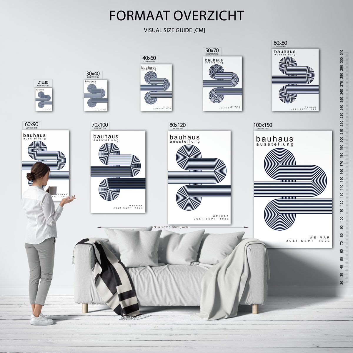 Lijnenspel en cirkelvormen – geometrische poster in Bauhaus-stijl van WallArtistic