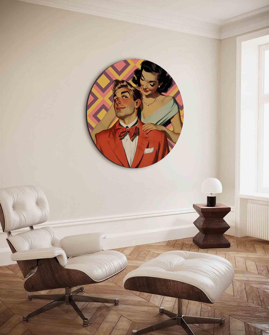 Retro koppel – moderne ronde wanddecoratie van WallArtistic