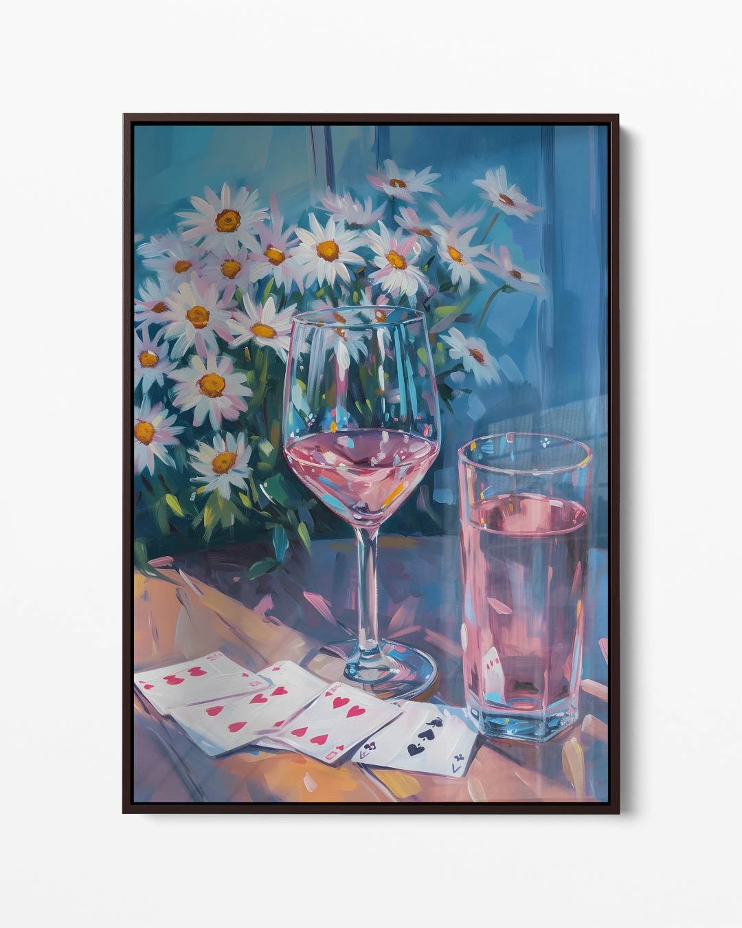 Zomerse Sferen met Glazen en Madeliefjes – portret kunstwerk als wanddecoratie
