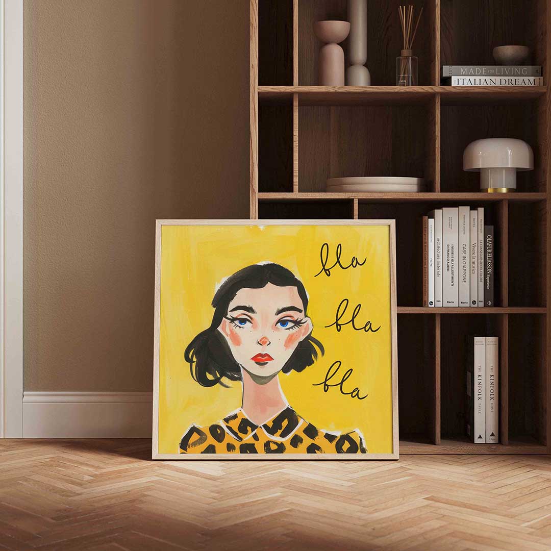 Vrouw met luipaardprint – portret poster in vierkant formaat