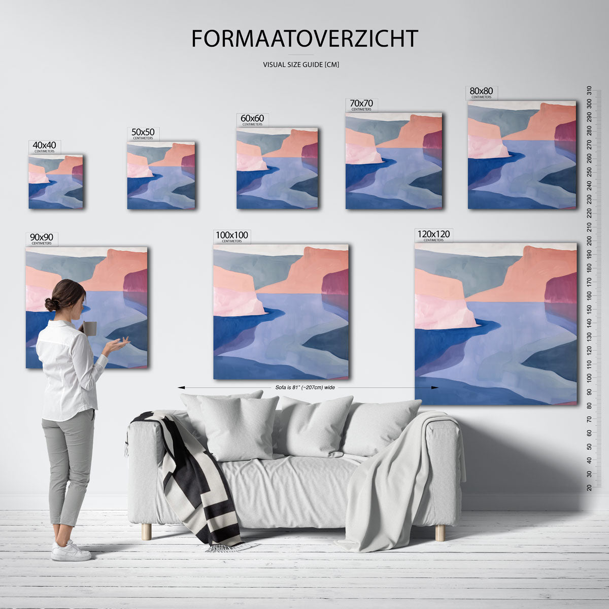 Abstracte landschapsvormen – vierkante muurposter met kunst en design