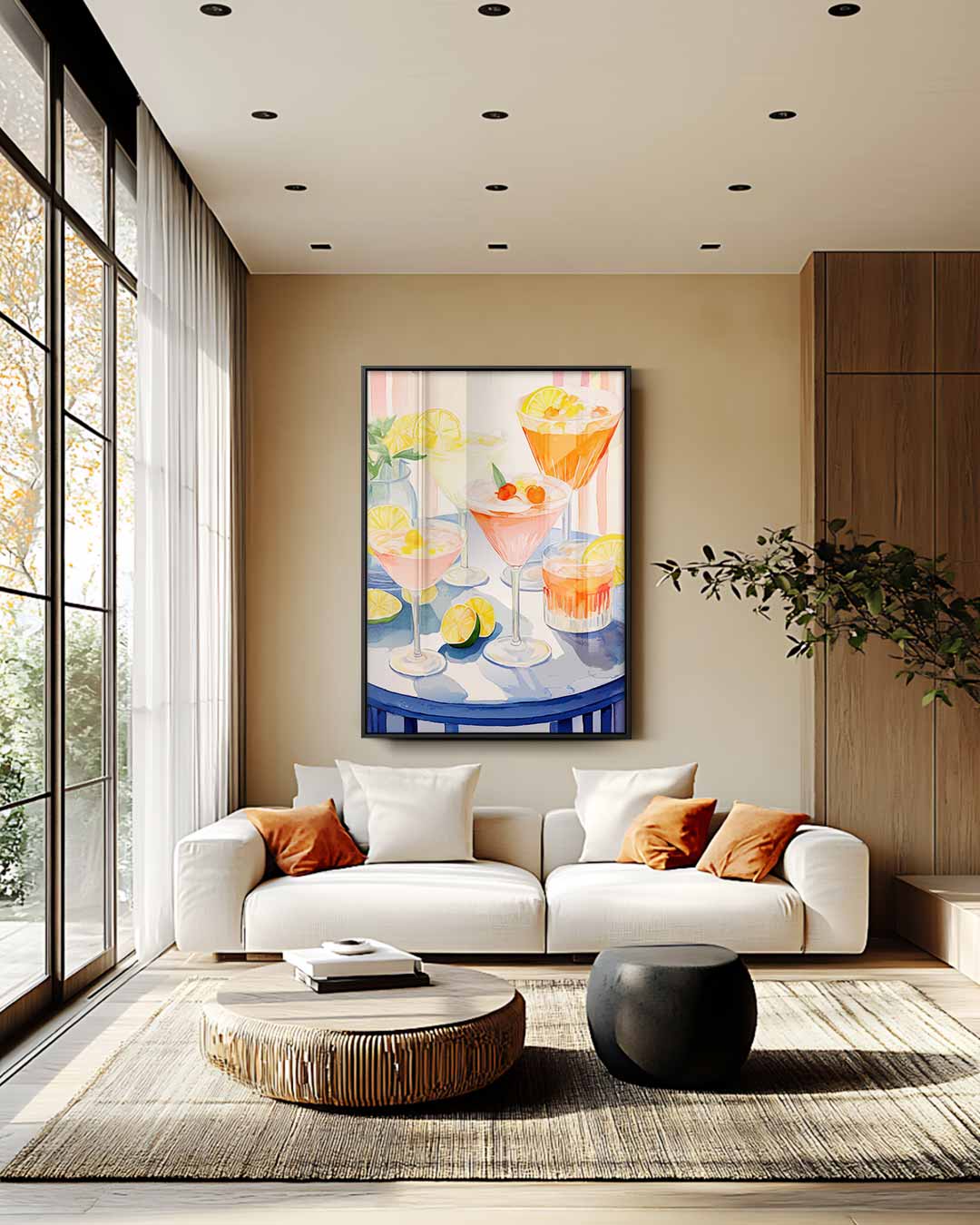 Kleurrijke Cocktails op Canvas – plexiglas wanddecoratie in portret formaat