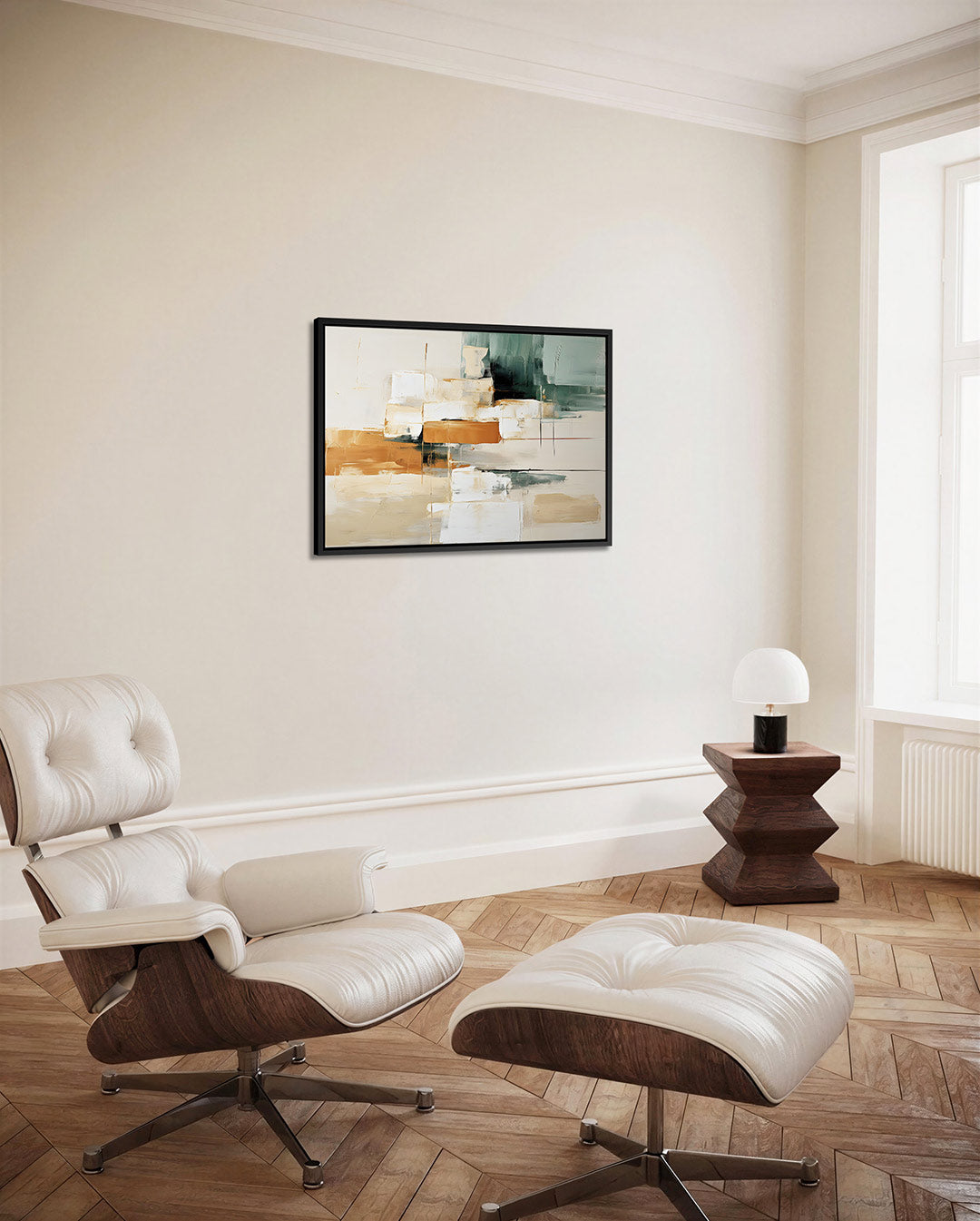 Geometrische kleurencompositie – Beige – alternatieve weergave van het kunstwerk
