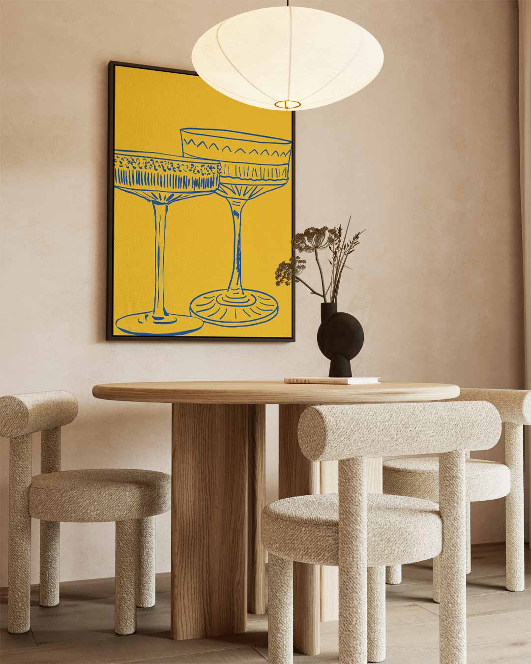 Stijlvolle Sierglazen Illustratie – canvas wanddecoratie in portret formaat