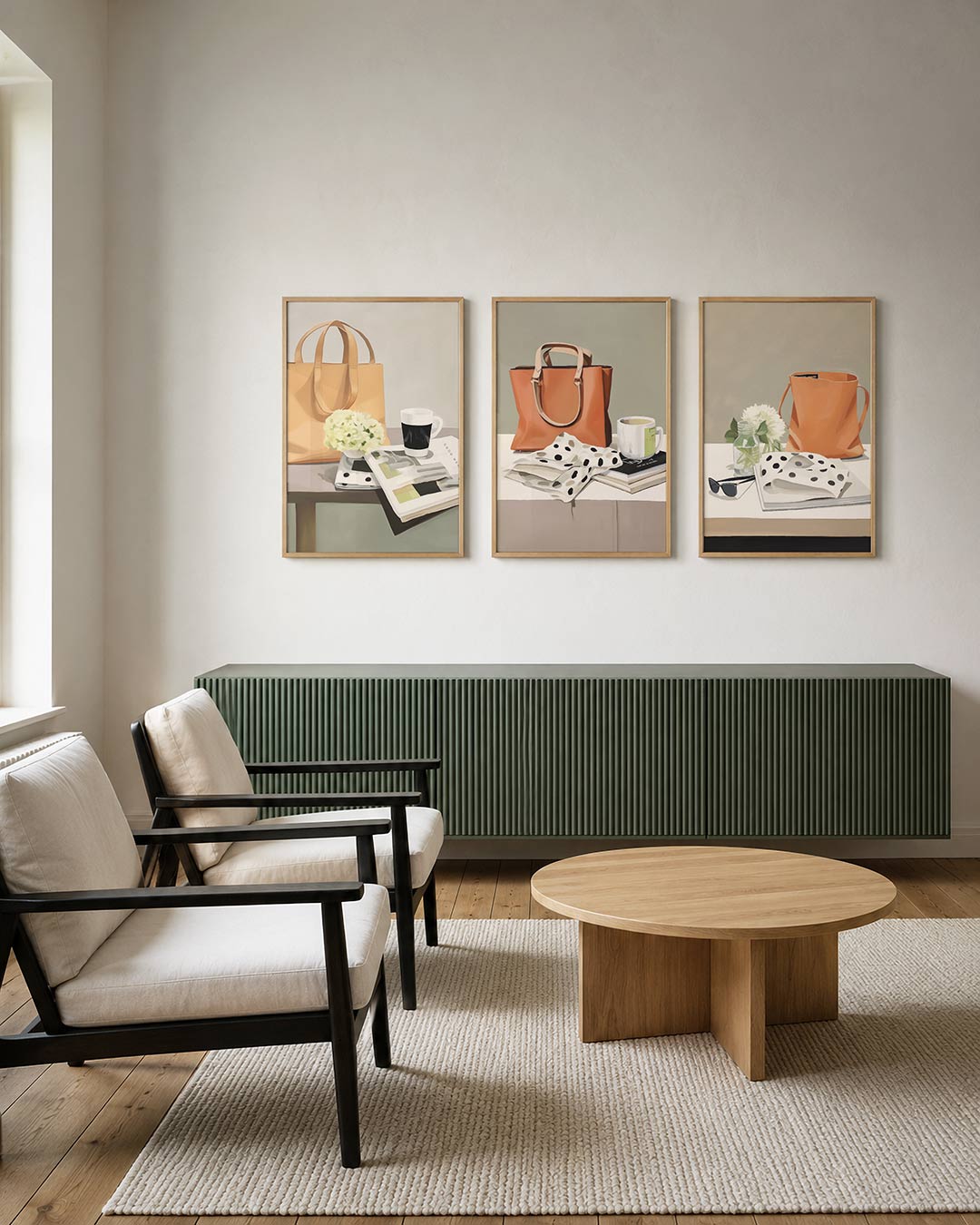 Tafelsetting harmonie – een zachte compositie met een beige tas, witte bloemen en een kopje op een – weergave 3
